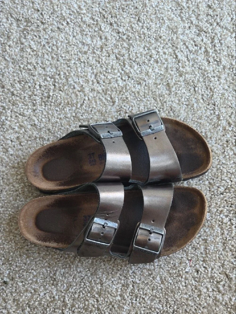 Birkenstock Brown/Black Leather Buckle Slide Sandals